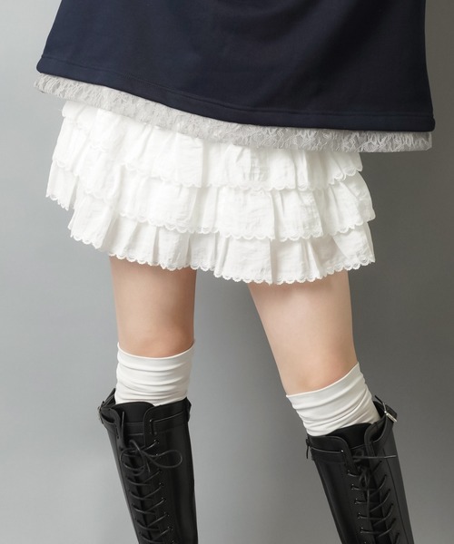 フリルミニスカート/カットレース/インナーパンツ付き（スカート