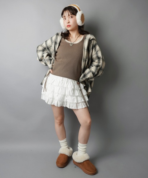 SPINNS(スピンズ)の「フリルミニスカート/カットレース/インナーパンツ付き(スカート・レディース・ホワイト・ONESIZE)」の6枚目の写真