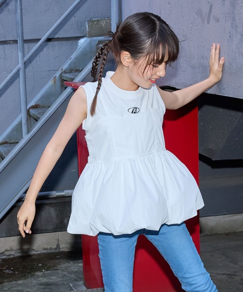 BISKEE(ビスキー)の「バルーンキャミソール×ノースリーブTシャツセット(Tシャツ/カットソー・キッズ・グレー/オフホワイト・140cm/150cm/160cm)」の22枚目の写真