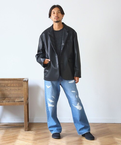 B:MING by BEAMS(ビーミングバイビームス)の「ambiance / フェイクレザー ジャケット(ユニセックス)(テーラードジャケット・メンズ・ブラック・S/M/L/XL)」の16枚目の写真