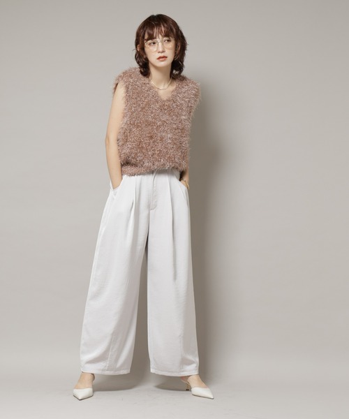 NANO universe(ナノユニバース)の「シャギーラメベスト(ベスト・レディース・ライトグレー/モカ・FREE)」の6枚目の写真