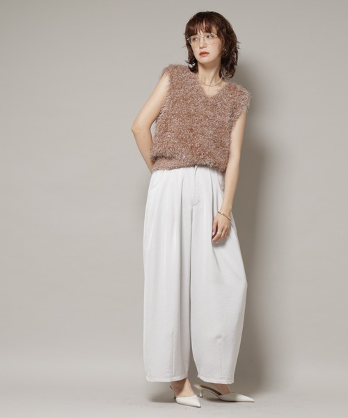 NANO universe(ナノユニバース)の「シャギーラメベスト(ベスト・レディース・ライトグレー/モカ・FREE)」の7枚目の写真