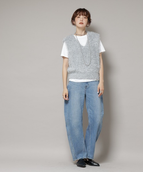 NANO universe(ナノユニバース)の「シャギーラメベスト(ベスト・レディース・ライトグレー/モカ・FREE)」の14枚目の写真