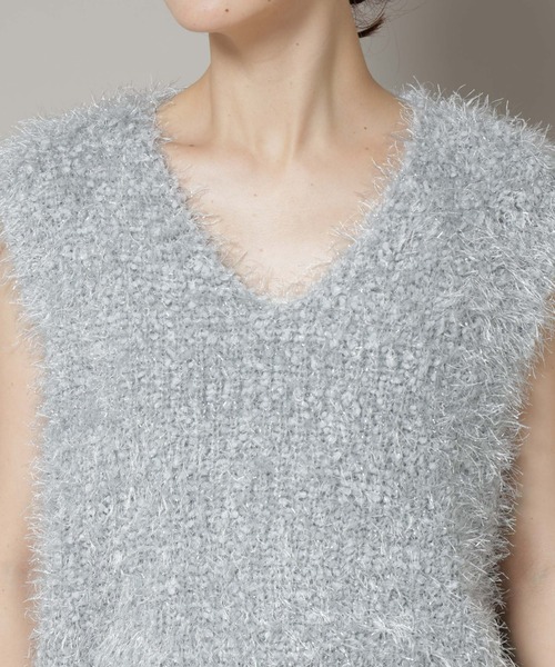 NANO universe(ナノユニバース)の「シャギーラメベスト(ベスト・レディース・ライトグレー/モカ・FREE)」の19枚目の写真