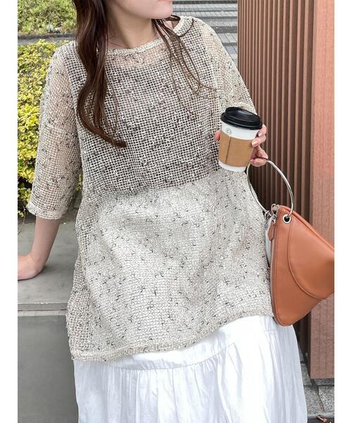 ehka sopo（エヘカソポ）の「メッシュプルオーバー（その他トップス・レディース・オフホワイト/ブルー/ブラック/ピンク/ベージュ・F）」の7枚目の写真