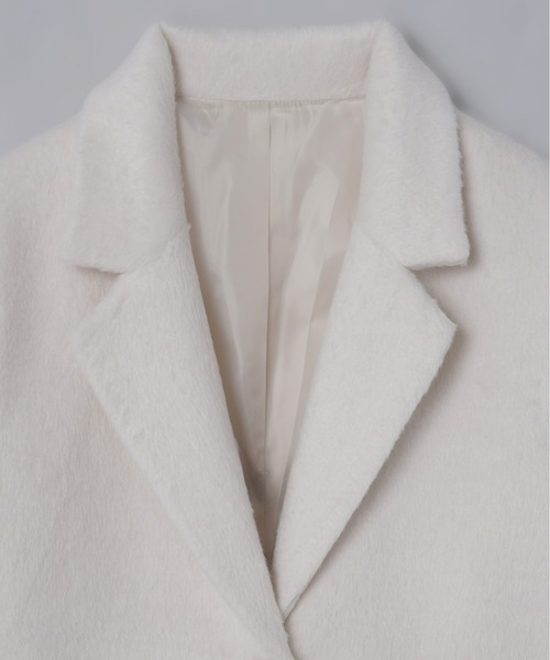 Olu.（オルドット）の「シャギーテーラードジャケット[セットアップ可能]（テーラードジャケット・レディース・グレー/ホワイト×ブラウン/アイボリー/ブラウン・1/0）」の19枚目の写真