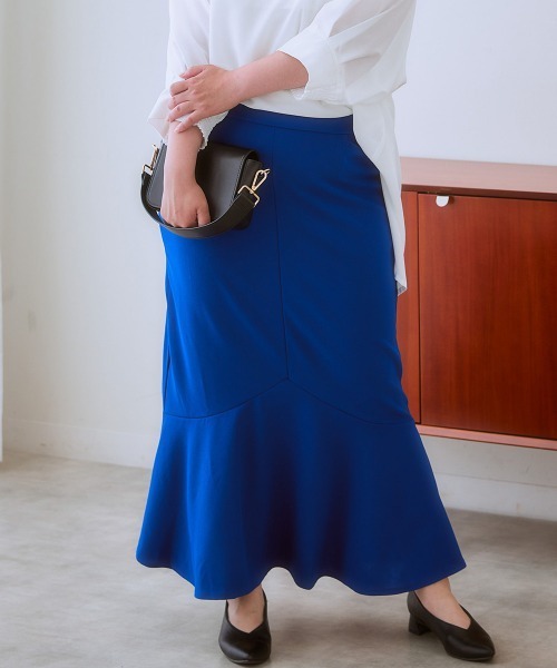 SMILE LAND（スマイルランド）の「＜大きいサイズ＞ よく伸びるやわらかマーメイドスカート（ゆったりヒップ）（スカート・レディース・ロイヤルブルー/ブラック/ブラウン系/チャコールグレー・L/5L/4L/3L/LL）」の14枚目の写真