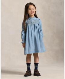 POLO RALPH LAUREN CHILDRENSWEAR（ポロ ラルフ ローレン チルドレンズウェア）の「スモックド インディゴ シャンブレー ドレス（ワンピース・キッズ）」