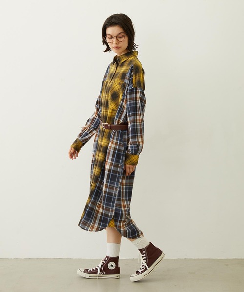 MILKFED.（ミルクフェド）の「WASHED PANEL SHIRT DRESS（ワンピース・レディース・レッド/イエロー/オレンジ・ONE SIZE）」の12枚目の写真