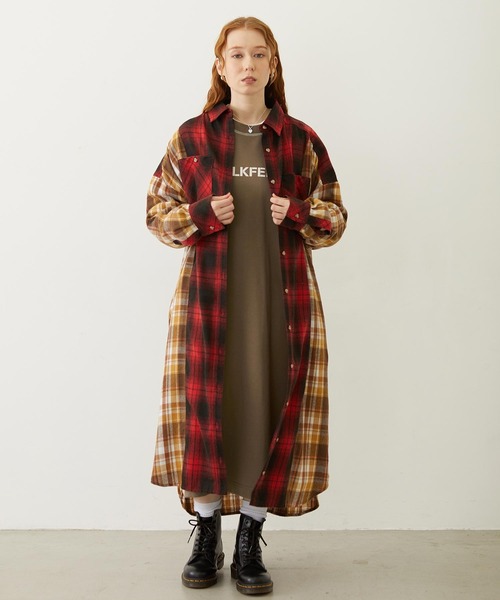 MILKFED.（ミルクフェド）の「WASHED PANEL SHIRT DRESS（ワンピース・レディース・レッド/イエロー/オレンジ・ONE SIZE）」の22枚目の写真