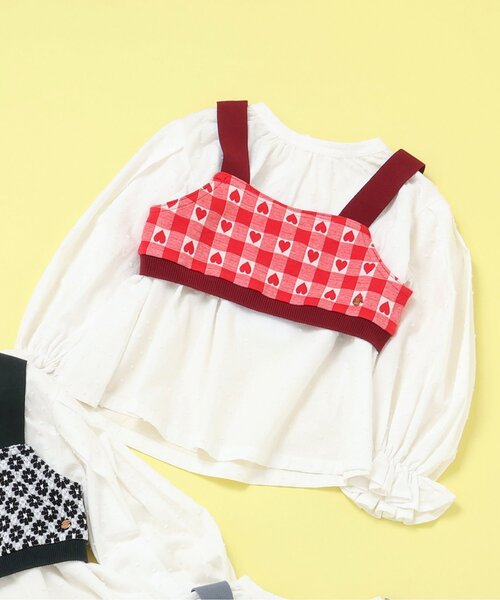 BREEZE（ブリーズ）の「【リンク/ジュニア対応】ジャガードビスチェ2PロンT（シャツ/ブラウス・キッズ・サックスブルー/ブラック/レッド・110/100/90/80/140/130/120）」の3枚目の写真