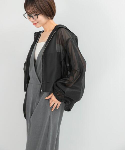 URBAN RESEARCH ROSSO WOMEN(アーバンリサーチ ロッソ)の「ELENDEEK HOODIE SHEER BLOUSON(ブルゾン・レディース・ブラック・FREE)」の2枚目の写真