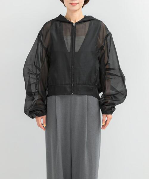 URBAN RESEARCH ROSSO WOMEN(アーバンリサーチ ロッソ)の「ELENDEEK HOODIE SHEER BLOUSON(ブルゾン・レディース・ブラック・FREE)」の5枚目の写真