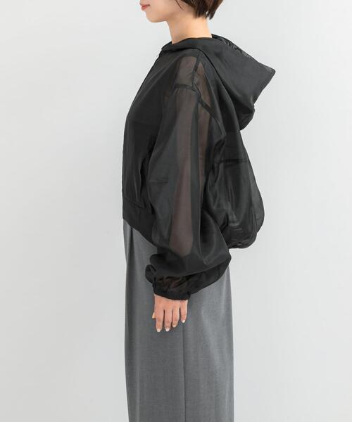 URBAN RESEARCH ROSSO WOMEN(アーバンリサーチ ロッソ)の「ELENDEEK HOODIE SHEER BLOUSON(ブルゾン・レディース・ブラック・FREE)」の6枚目の写真