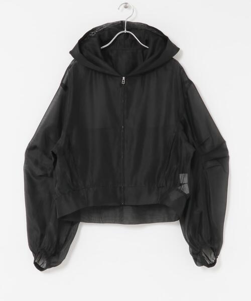 URBAN RESEARCH ROSSO WOMEN(アーバンリサーチ ロッソ)の「ELENDEEK HOODIE SHEER BLOUSON(ブルゾン・レディース・ブラック・FREE)」の8枚目の写真