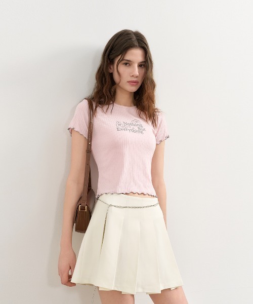 GENERAL IDEA(ジェネラルアイデア)の「GENERAL IDEA/ジェネラルアイディア eyelet lettering half t shirts Tシャツ(Tシャツ/カットソー・レディース・ブラック/ホワイト/ピンク・M/S/L)」の1枚目の写真