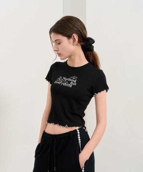 GENERAL IDEA(ジェネラルアイデア)の「GENERAL IDEA/ジェネラルアイディア eyelet lettering half t shirts Tシャツ(Tシャツ/カットソー・レディース・ブラック/ホワイト/ピンク・M/S/L)」の3枚目の写真