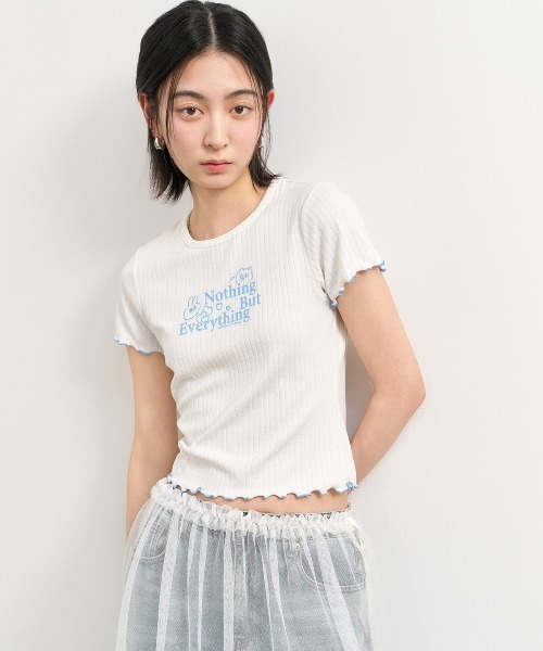 GENERAL IDEA(ジェネラルアイデア)の「GENERAL IDEA/ジェネラルアイディア eyelet lettering half t shirts Tシャツ(Tシャツ/カットソー・レディース・ブラック/ホワイト/ピンク・M/S/L)」の9枚目の写真