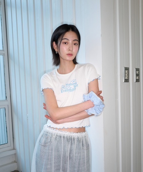 GENERAL IDEA(ジェネラルアイデア)の「GENERAL IDEA/ジェネラルアイディア eyelet lettering half t shirts Tシャツ(Tシャツ/カットソー・レディース・ブラック/ホワイト/ピンク・M/S/L)」の6枚目の写真