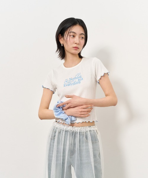 GENERAL IDEA(ジェネラルアイデア)の「GENERAL IDEA/ジェネラルアイディア eyelet lettering half t shirts Tシャツ(Tシャツ/カットソー・レディース・ブラック/ホワイト/ピンク・M/S/L)」の11枚目の写真