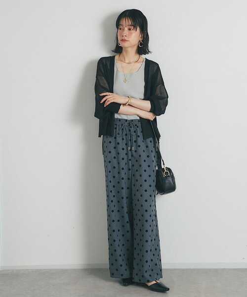 un dix cors（アンディコール）の「《大人可愛い・着映え力抜群◎》ツイルフロッキードットパンツ（チノパンツ・レディース・ブラック/グレー・FREE）」の12枚目の写真