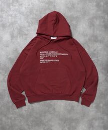 メンズのパーカー（レッド/赤色系・前面プリント）ファッション