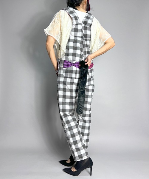 BEATJIVE（ビートジャイブ）の「オーバーオール サロペット チェック 尻尾 レディース（サロペット/オーバーオール・レディース・ホワイト系その他/ブラック系その他・SMALL）」の5枚目の写真