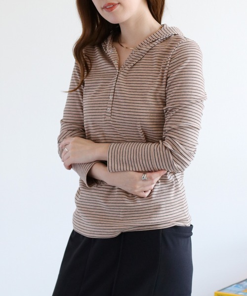 cepo(セポ)の「ヘンリーネックパーカーカットソー(Tシャツ/カットソー・レディース・ホワイト系その他/ブラック/ベージュ系その他/グレー・M)」の20枚目の写真