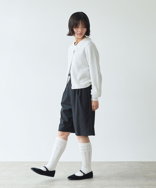 bulle de savon（ビュルデサボン）の「《early spring》かぎ針衿 透かし編みカーディガン（カーディガン/ボレロ・レディース・ブルー/ホワイト/チャコールグレー・FREE）」の14枚目の写真