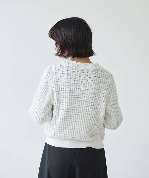 bulle de savon（ビュルデサボン）の「《early spring》かぎ針衿 透かし編みカーディガン（カーディガン/ボレロ・レディース・ブルー/ホワイト/チャコールグレー・FREE）」の8枚目の写真
