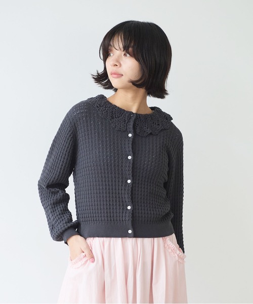 bulle de savon（ビュルデサボン）の「《early spring》かぎ針衿 透かし編みカーディガン（カーディガン/ボレロ・レディース・ブルー/ホワイト/チャコールグレー・FREE）」の15枚目の写真