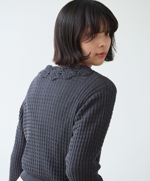 bulle de savon（ビュルデサボン）の「《early spring》かぎ針衿 透かし編みカーディガン（カーディガン/ボレロ・レディース・ブルー/ホワイト/チャコールグレー・FREE）」の18枚目の写真