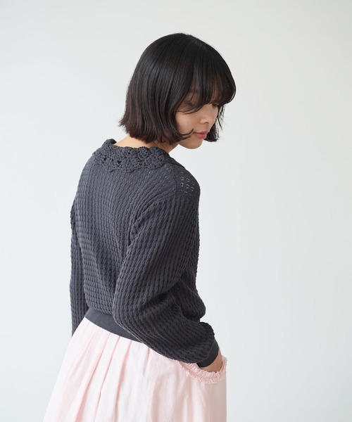 bulle de savon（ビュルデサボン）の「《early spring》かぎ針衿 透かし編みカーディガン（カーディガン/ボレロ・レディース・ブルー/ホワイト/チャコールグレー・FREE）」の19枚目の写真