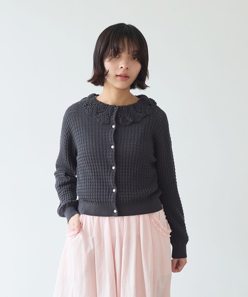 bulle de savon（ビュルデサボン）の「《early spring》かぎ針衿 透かし編みカーディガン（カーディガン/ボレロ・レディース・ブルー/ホワイト/チャコールグレー・FREE）」の20枚目の写真