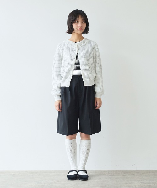 bulle de savon（ビュルデサボン）の「《early spring》かぎ針衿 透かし編みカーディガン（カーディガン/ボレロ・レディース・ブルー/ホワイト/チャコールグレー・FREE）」の10枚目の写真