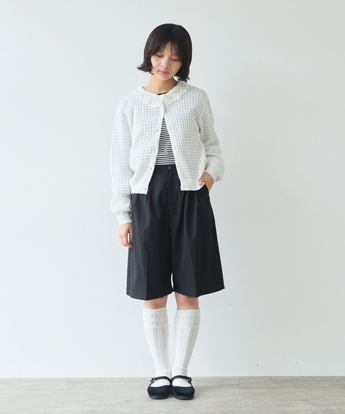 bulle de savon（ビュルデサボン）の「《early spring》かぎ針衿 透かし編みカーディガン（カーディガン/ボレロ・レディース・ブルー/ホワイト/チャコールグレー・FREE）」の11枚目の写真