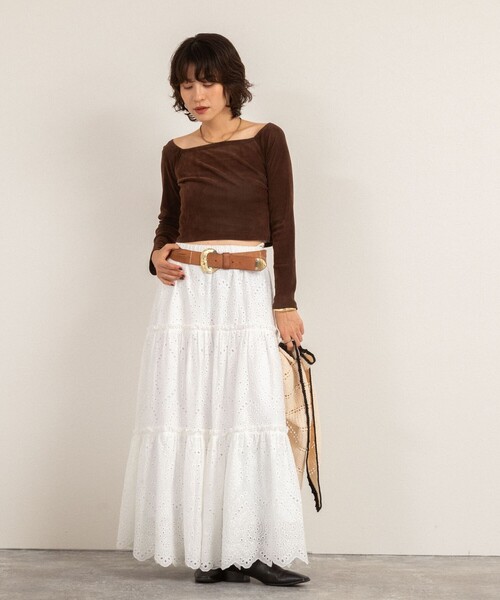 NOLLEY’S（ノーリーズ）の「【MAQWEL/マクウェル】ウォッシャブルベロアレイヤードトップス（Tシャツ/カットソー・レディース・ダークブラウン/ブラック・FREE）」の21枚目の写真