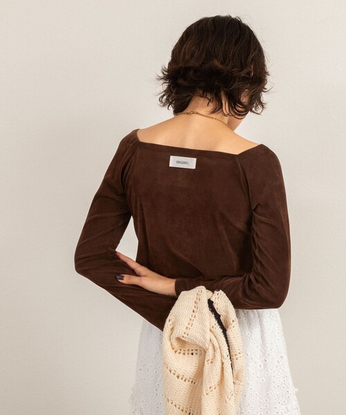 NOLLEY’S（ノーリーズ）の「【MAQWEL/マクウェル】ウォッシャブルベロアレイヤードトップス（Tシャツ/カットソー・レディース・ダークブラウン/ブラック・FREE）」の18枚目の写真