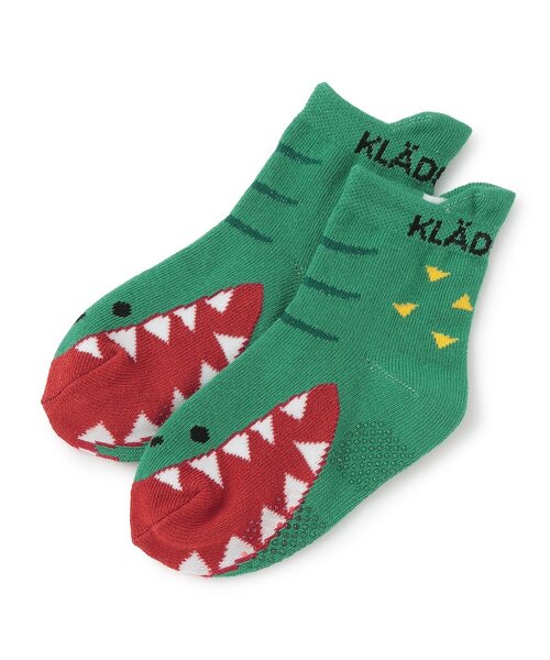 kladskap(クレードスコープ)の「恐竜ショートソックス(ソックス/靴下・キッズ・レンガ/グリーン・SS/S/M/L)」の2枚目の写真