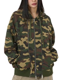 『OY/オーワイ』LAYERED STUD HOODIE ZIP UP/レイヤードスタッドジップアップパーカー (迷彩)
