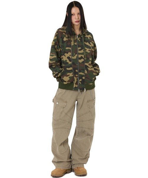 OY/オーワイ』LAYERED STUD HOODIE ZIP UP/レイヤードスタッドジップ