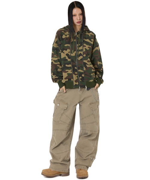 OY(オーワイ)の「『OY/オーワイ』LAYERED STUD HOODIE ZIP UP/レイヤードスタッドジップアップパーカー (迷彩)(パーカー・レディース・カモフラージュ・M/L)」の7枚目の写真