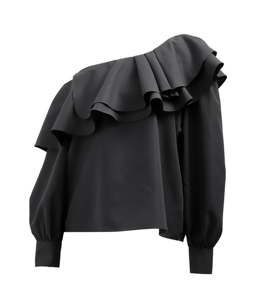 nouvellemoi(ヌーベルモイ)の「ワンショルダーフリルレイヤードブラウス(シャツ/ブラウス・レディース・グレイッシュベージュ/ブラック/ホワイト/チャコールグレー・M/S/L)」の15枚目の写真