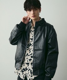 Stand Collar Synthetic Leather Blouson / スタンドカラーレザーブルゾン