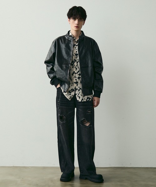 Shoowtime(ショウタイム)の「Stand Collar Synthetic Leather Blouson / スタンドカラーレザーブルゾン(ブルゾン・メンズ・ブラック・MEDIUM/LARGE/X-LARGE)」の15枚目の写真