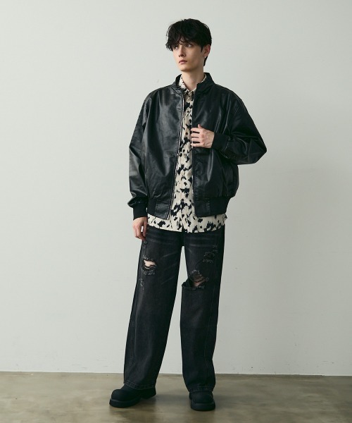 Shoowtime(ショウタイム)の「Stand Collar Synthetic Leather Blouson / スタンドカラーレザーブルゾン(ブルゾン・メンズ・ブラック・MEDIUM/LARGE/X-LARGE)」の16枚目の写真