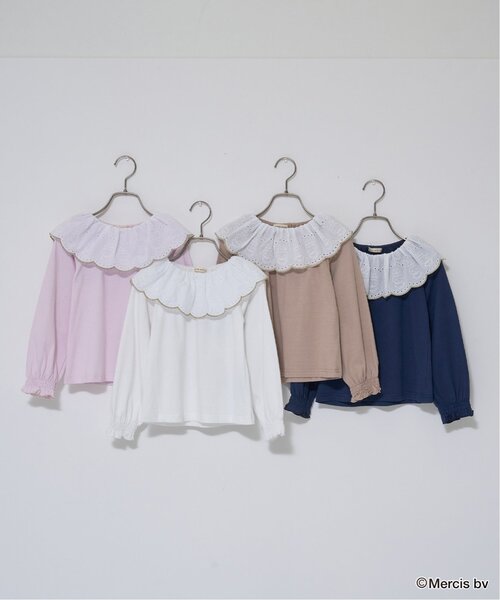 セール】【Miffy】【ソフトコットン】コットンレース衿トップス（T