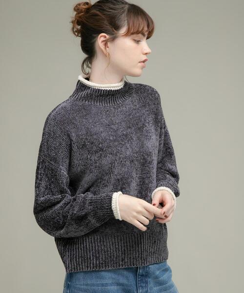 セール】モールヤーンハイネックニットプルオーバー（ニット/セーター