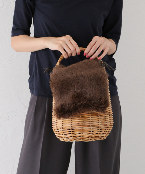 ザバグマティSHIPS別注 ウィッカー×レザー かごバッグ バスケット 台形 SHIPS別注 The Bagmati かごバッグ バスケット ザバグマティ