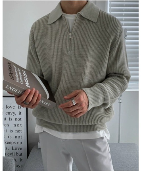Otte(オッテ)の「ハーフジップセーター(ニット/セーター・メンズ・カーキ/ダークグレー・X-LARGE/MEDIUM/LARGE)」の7枚目の写真